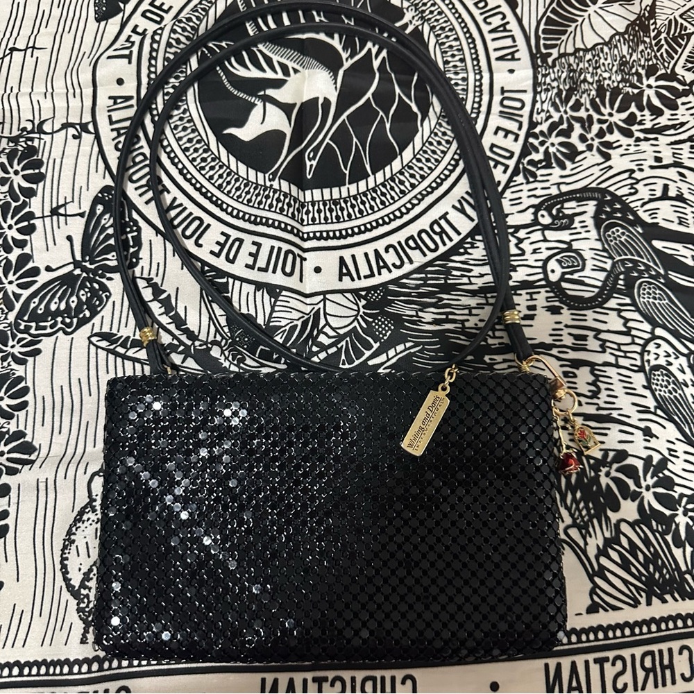 EUC Whiting And Davis International Party Black Sequin Sparkling Crossbody Bag